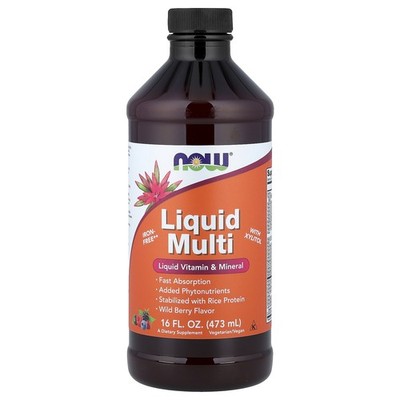 Now Foods Liquid Multi Wild Berry Flavor 16 fl oz 473 ml GMP Quality Assured,