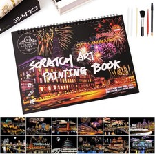 Scratch Art Book for Adults - 12PCS Scratch Painting Foil Art for Adults Scra