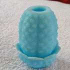 Vintage Fenton Glass Fairy Lamp Light Blue Satin Hobnail Milk Glass 1970’s