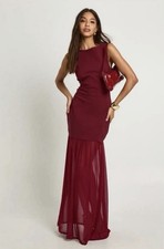 Boohoo Burgundy Sheer Hem Sleeveless Dress