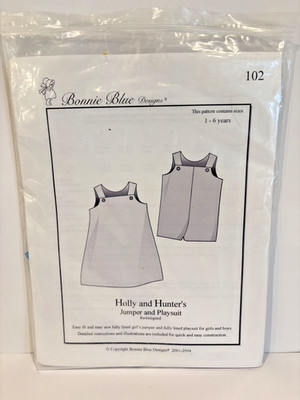 Bonnie Blue Patterns Holly & Hunters Jumper Play Suit 1-6 Years Old #102