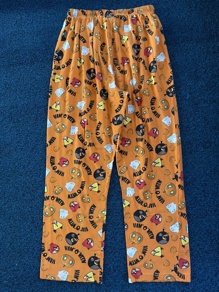 Pantalones de Pijama ANGRY BIRDS HALLOWEEN Hombres Talla PEQUEÑA Jamón O Ween RARO Botón Mosca Foto 2 de 4
