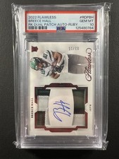 2022 Panini Flawless Breece Hall RC Dual Patch Auto Ruby /15 PSA 10