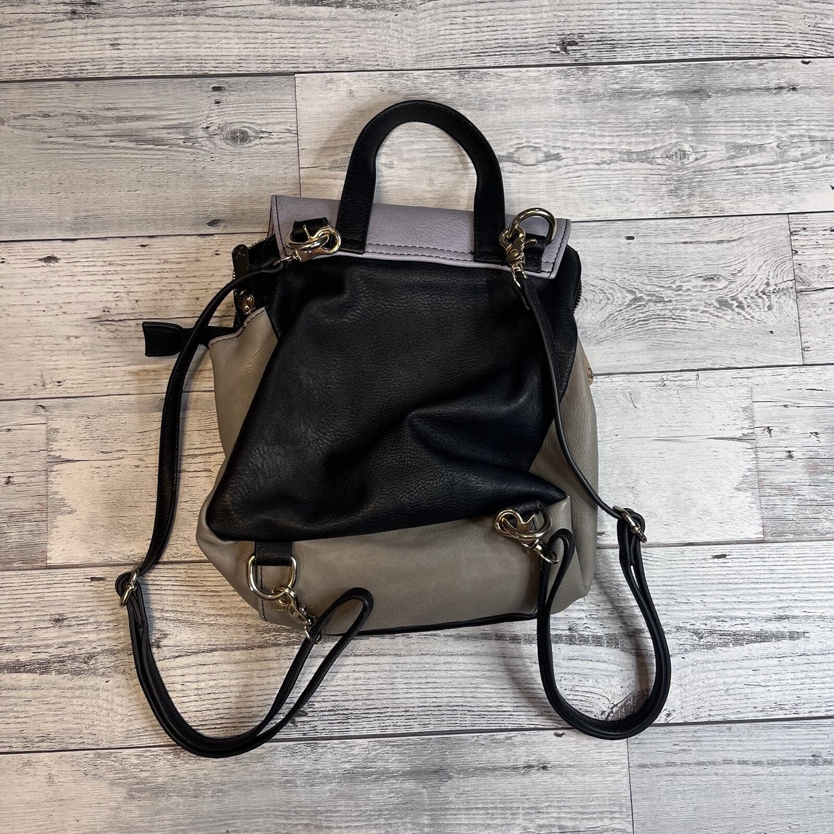 Coco + Carmen Mini Faux Leather Back Pack Purse Gray Black  display picture 1