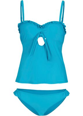 Modischer Tankini mit Volant Gr 36 (70) B Aqua Green Bügel-Schwimmanzug Neu*