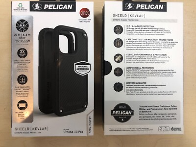 Pelican Shield Case made with Kevlar & Holster for iPhone 13 Pro  (6.1'') Black