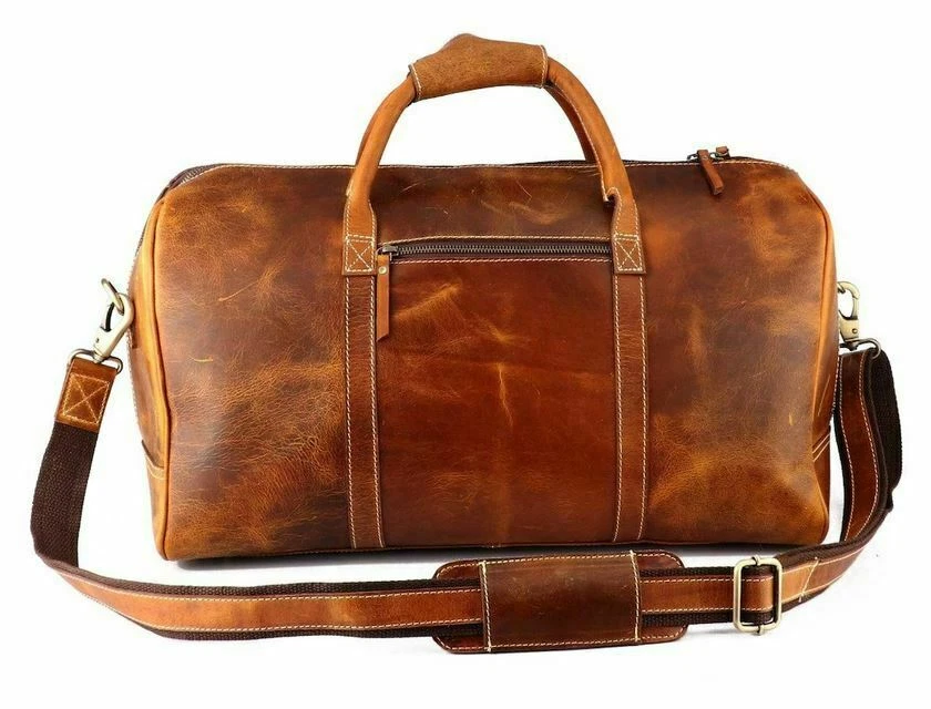 Leather Duffle Bag Men, Personalized Duffle With Shoe Compartment