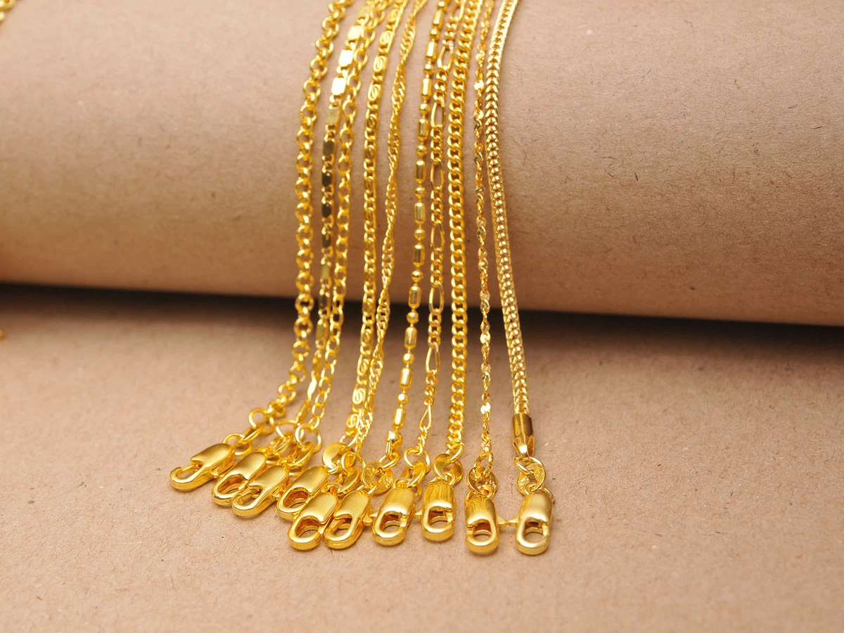 Wholesale 10pcs Mixed Jewelry Making 18K GOLD FILLED Necklaces Chains  Pendants