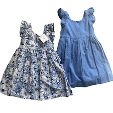 2 Sigrid Olsen Girls Dresses Size 5 Blue Floral Cotton Lined NEW W/Tag