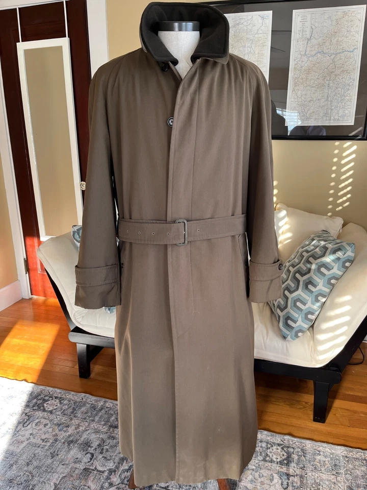 Burberry London para hombre talla Abrigo largo de lana 42T Lawrence doble forro oliva Foto 2 de 4