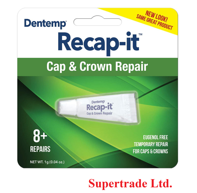 Dentemp Recapit Tooth Cap & Crown Repair Kit 1g (8 Repairs) for sale