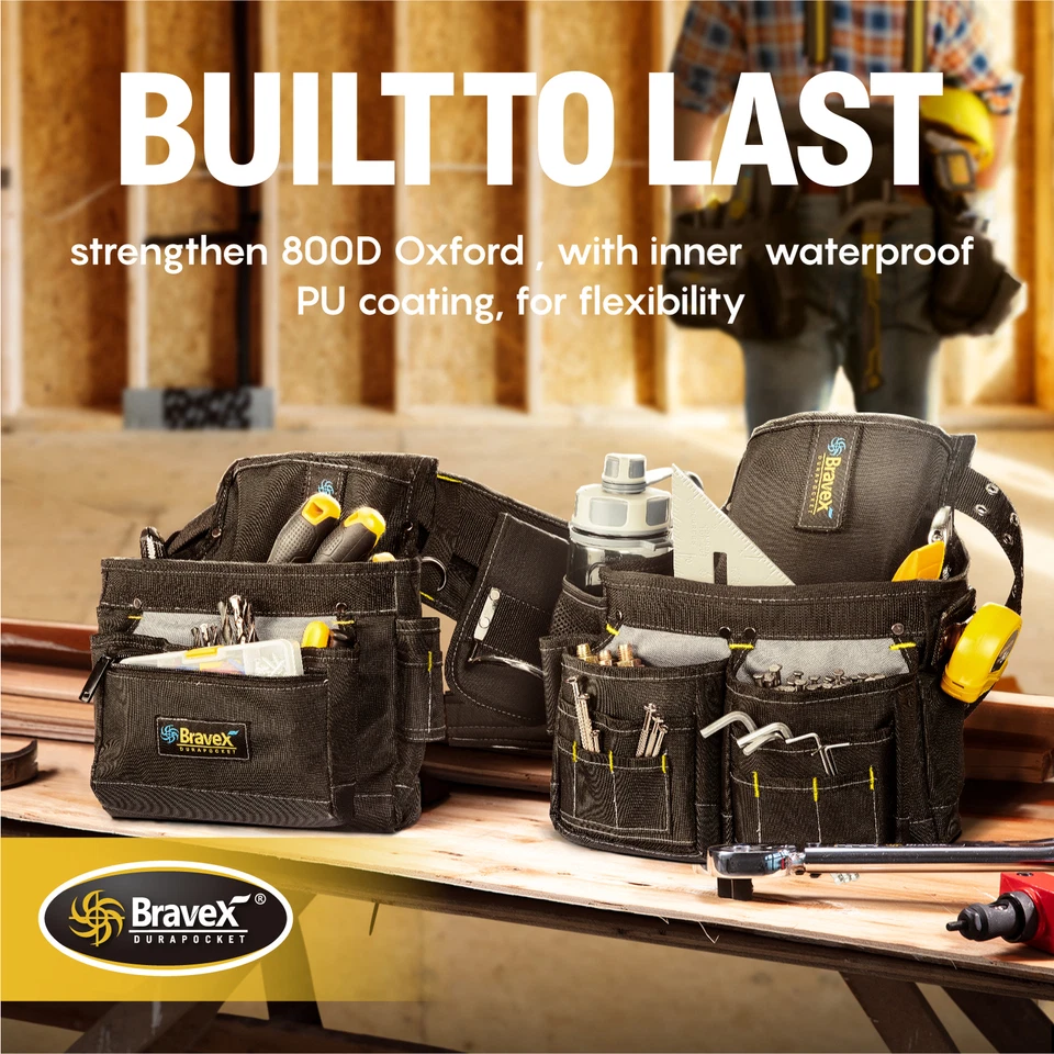 Carpenter Electrician Tool Belt with Suspenders Y-Style 5 Combo Apron Tool Pouch - Image 4 of 4