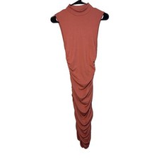 SHEIN Mauve Clay Mock Neck Ruche Side Bodycon Long Midi Dress Women's Size Small