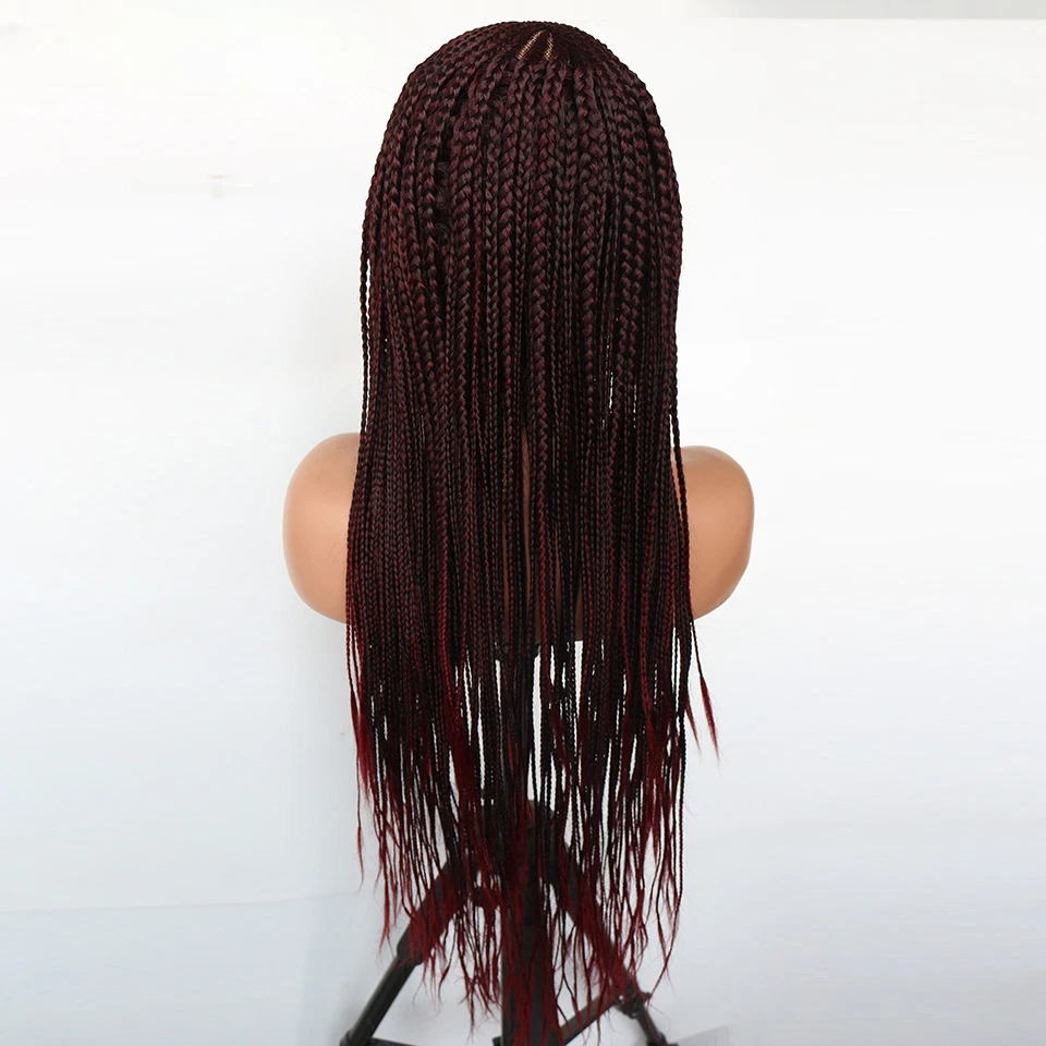 Super Long Frontal Wigs Synthetic Micro Braiding Hair Lace Front Wig Black Women - Image 2 of 4