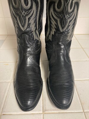 Rare Vintage Tony Lama Men's Black Exotic Lizard Cowboy Western