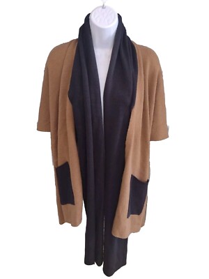 Muche Et Muchette Cardigan Scarf Sweater Woman's One Size Open Brown Garment 