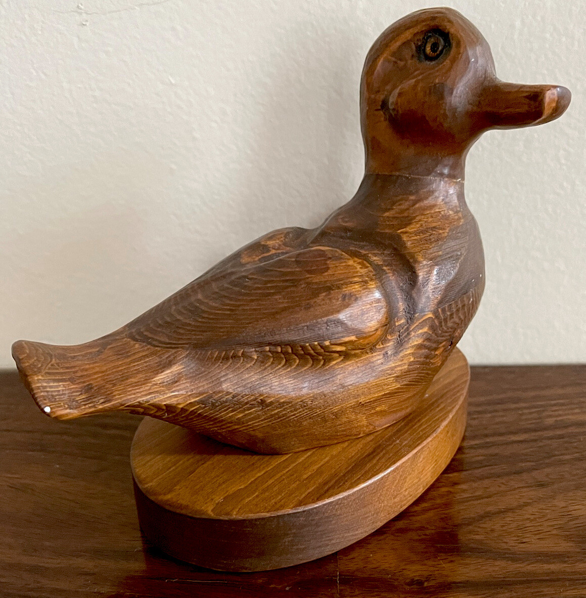 Vintage German Hand-Carved Duck With Lead Mark-Alt Weisskopf