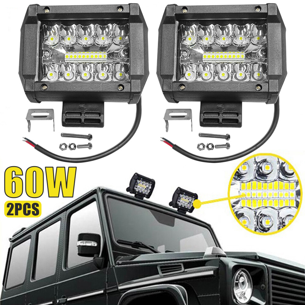 2x4inch 1800W LED Work Light Bar Spot Flood Off Road Truck Reverse Fog Lights