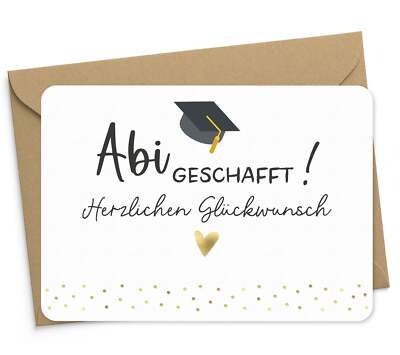 Karte ''Abi geschafft'' mit Briefumschlag Abitur bestanden Glückwunschkarte