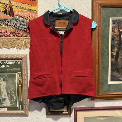 Vintage 80s/90s RARE Schaefer Outfitter Red Western Riding Wool Vest Size Small