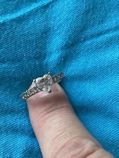 Sterling Silver Heart Ring 925 Size 9 With Multi Stone Band