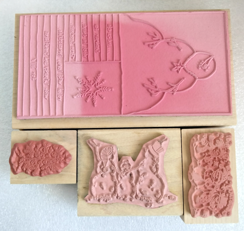 VTG PSX STAMPS HAPPEN Ann-ticipations Snowmen Christmas Wooden Rubber Stamps L4 - Picture 2 of 3