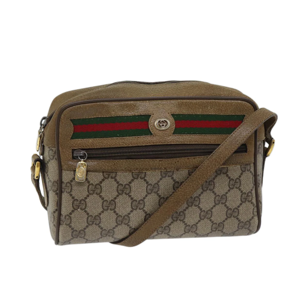 Sac bandoulière GUCCI GG Supreme Web Sherry Line PVC beige 56 02 087 authentique th4779