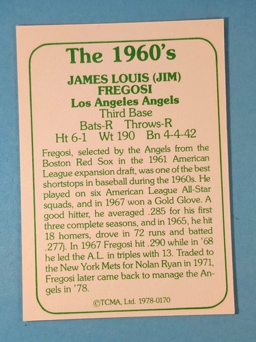 1978 TCMA Jim Fregosi Los Angeles Angels ⚾ - Picture 2 of 2