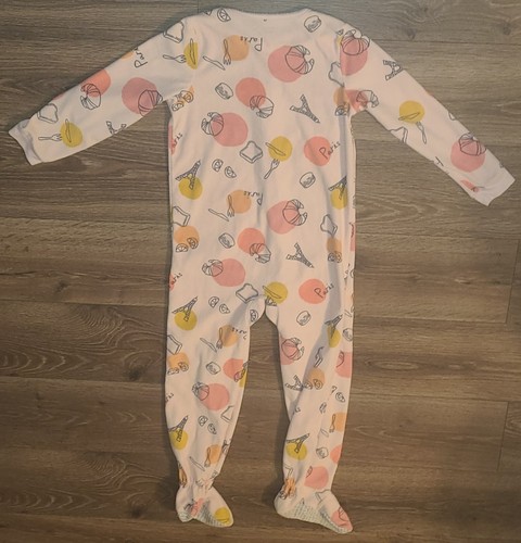 Carter's Girls 1-Piece zip up Paris France Fleece Footie Pajamas Pink size 8 - Picture 5 of 9