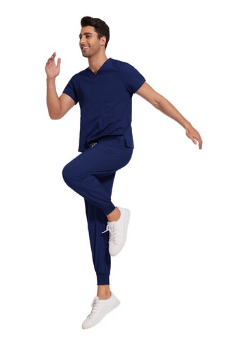 Stretch Medical Nursing Uniform Scrub Set Men V-Neck 3-Pocket-Top Jogger Pants - Picture 76 of 138