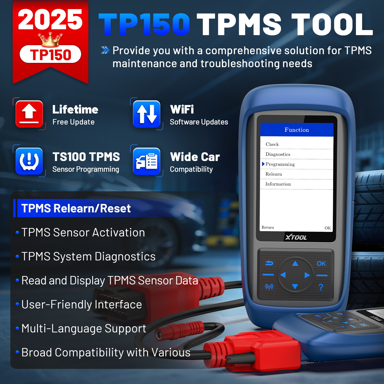 XTOOL TP150 OBD2 Scanner Diagnostic Tool TPMS Programming Relearn Activatation