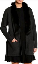 Women's Nwt $595 Milly Dark Gray Genuine Fox Fur Trim Jacket Size M