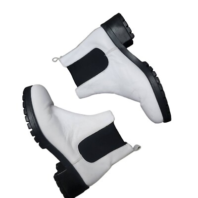 Urban Outfitters Womens 7 Chelsea Boots Platform Pull On White Black