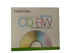 Memorex High Speed CD-RW 5 Pack - Re-Writeable CD's - Factory Sealed