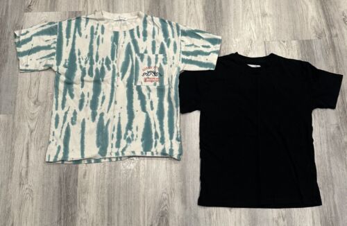 ZARA Boys T-SHIRT 9-10 Lot Of 2 Short Sleeve Tie Dye Graphic Black Top Used Cond