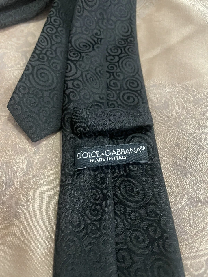 Dolce & Gabbana Mens Black Skinny Tie NWOT - Image 4 of 4