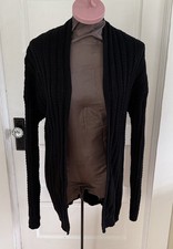 Gap Black Cotton Chunky Knit Ribbed Open Cardigan Medium GAP