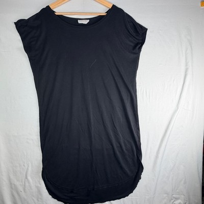 Double Zero Its Too Cool For School Black Modal T-Shirt Dress High Low Hem M