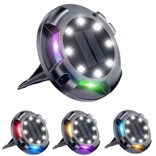 4Pack Solar Ground Lights Outdoor Buried Disk LED Lawn Pathway Garden Yard Lamp