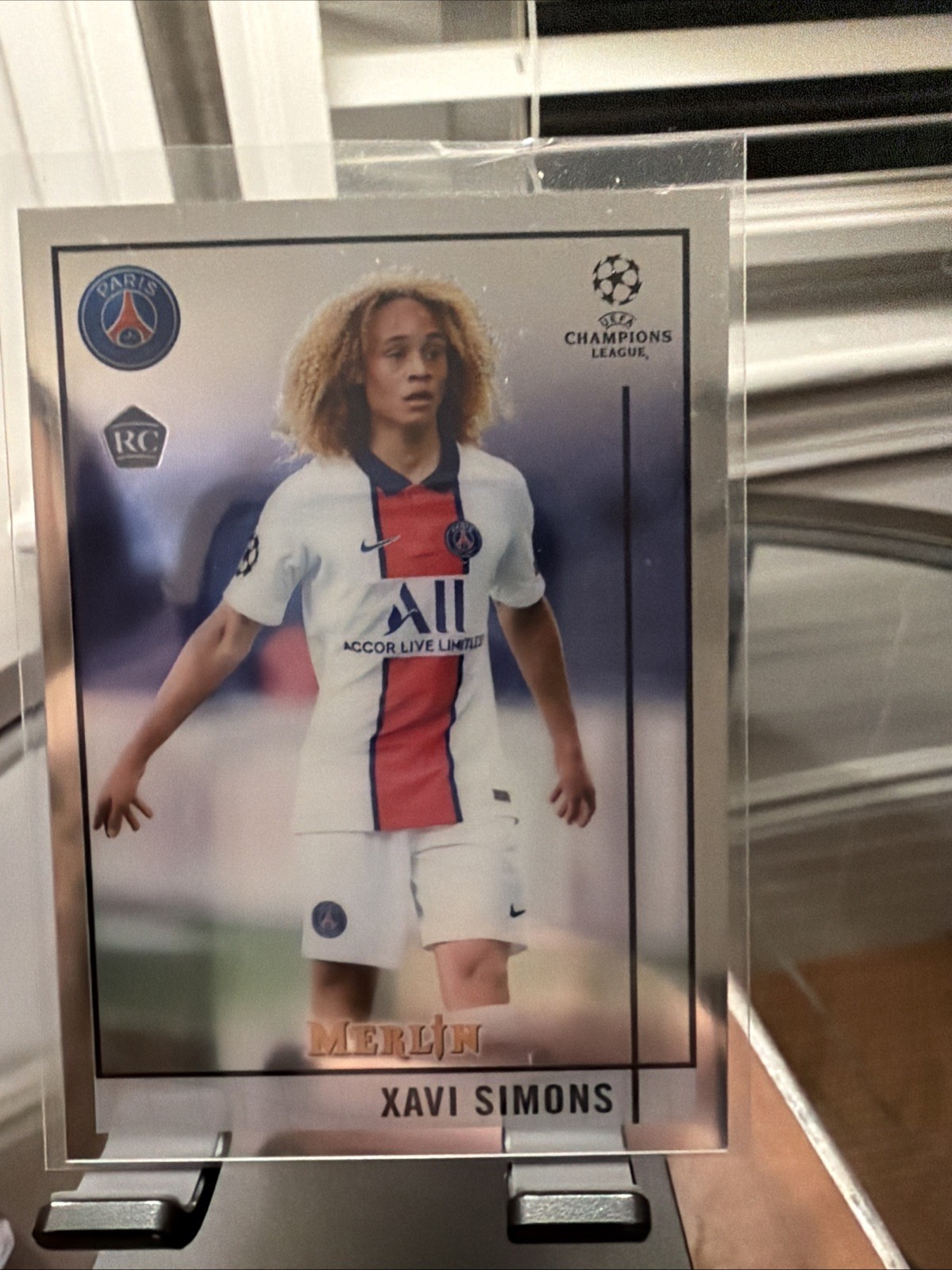 2020-21 Topps Merlin Chrome UCL Xavi Simons RC Refractor #87 Rookie PSG UEFA
