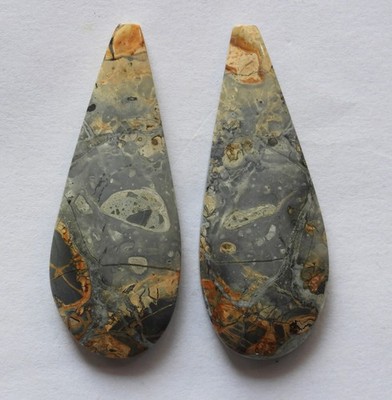 54.25 Ct Natural Maligano Jasper (42mm X 16.5mm each)  Cabochon Loose Match Pair