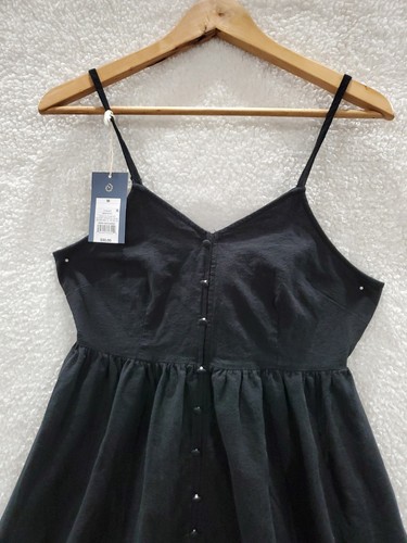 Universal Thread Womens Medium Black Button Down Tie Back Midi Dress - Picture 2 of 9