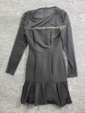 Lauren Ralph Lauren Dress Womens 2 Black Mesh Illusion Bodycon Knit Long Sleeve