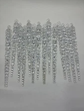 Lot of 14 Vintage Acrylic Large Icicle Christmas Ornaments 7” Long Icicles