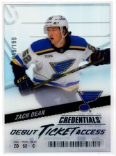 2024-25 Upper Deck Credentials Debut Ticket Access Acetate Zach Dean 049/199 St.