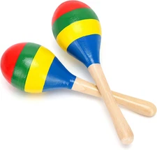 2 Pcs Maracas, Hand Percussion Rattles for Kids, Wooden Rumba Shaker Hand Musica
