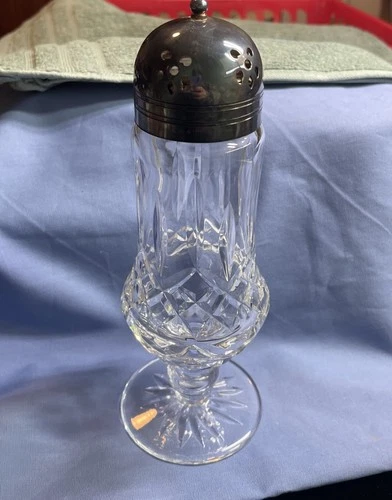 Vintage Waterford Lismore Sugar Shaker & Lid 8" Crystal Clear Ireland Crystal