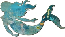 Metal Mermaid Wall Art Rustic Hanging Mermaid Wall Decor Blue Metal Mermaid D...