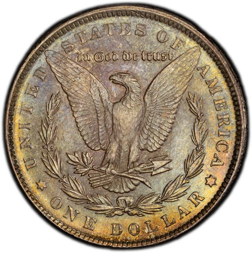 PCGS MS63 1889 Morgan Dollar Green Blue Rainbow Toned Toning Philadelphia