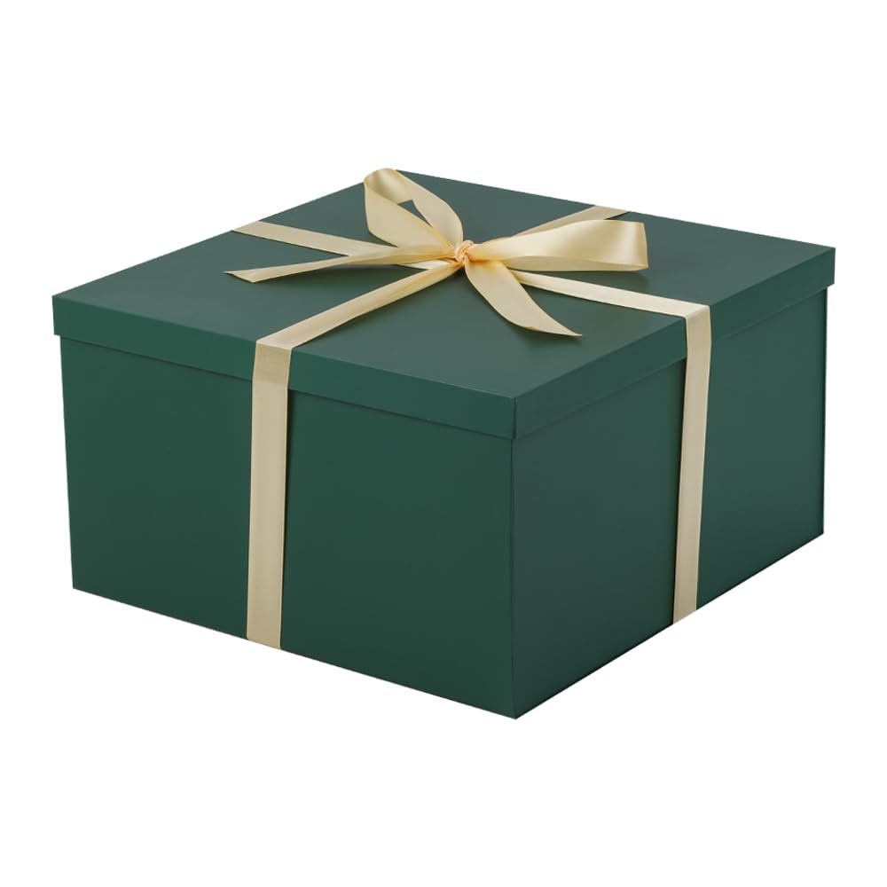 1-PCS Green Extra Large Gift Box with Lid 13x13x7 Inches with